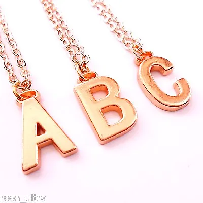 £2.99 • Buy Rose Gold Initial Necklace, Personalised Alphabet Letter Pendant Chain Plated UK