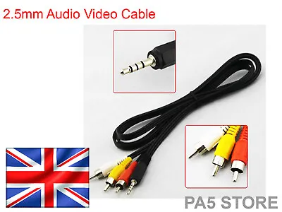 £2.99 • Buy 2.5mm Male Jack Plug To 3x Male Rca Cable Adapter - Audio Video Camera  .