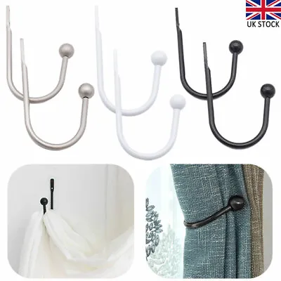 2 Pcs Metal Tie Backs U Shape Curtain Hold Stylish Arm Style Hook Loop Holder • £7.79