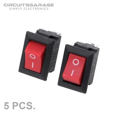 5 X Mini Rocker Switch 2 PIN ON-OFF SPST 125VAC/6A 250VAC/3A Red KCD11 - USA • $7.39