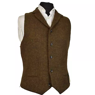 Harris Tweed Tailored Brown Country Waistcoat UK 42R - PRISTINE #725 • £59.99
