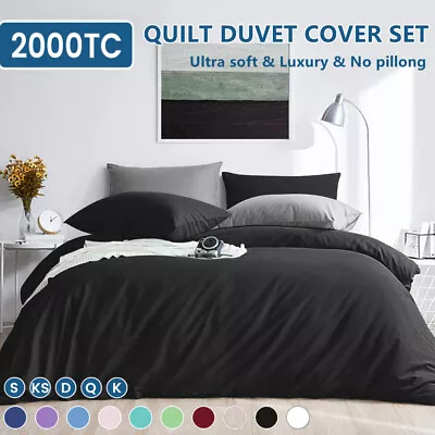 2000TC Hotel Soft Quilt Doona Duvet Cover Set Single/Queen/Super King Size Bed • $25.99