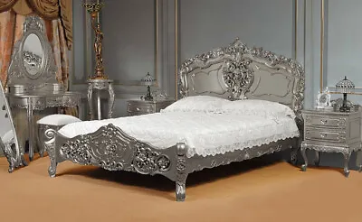 £1249 • Buy Silver 5ft2 Kingsize Rococo Bed With Slats From Manufacturer 78278