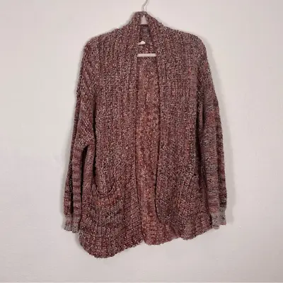 Moth | Anthropologie Pink Multi-Colored Knit Open Cardigan Sweater • $45