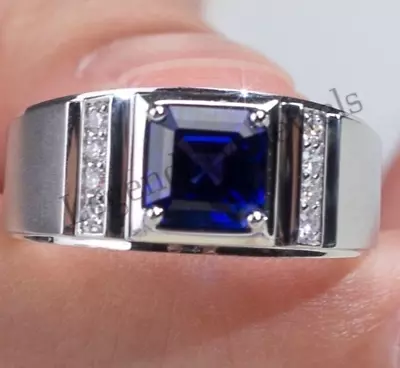 Natural Blue Sapphire Gemstone With 925 Sterling Silver Men's Or Women's Ring • $25.50