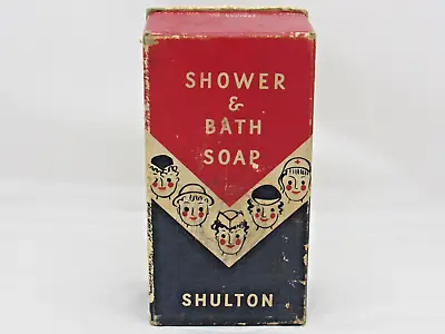 Vintage RARE Shelton Shower&Bath Soap BOX ONLY Red White Blue People Hoboken NJ • $20