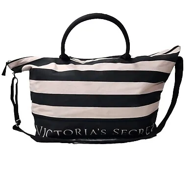 Victoria's Secret Pink Stripe Expandable Weekender Tote Getaway Travel Bag • $18.88