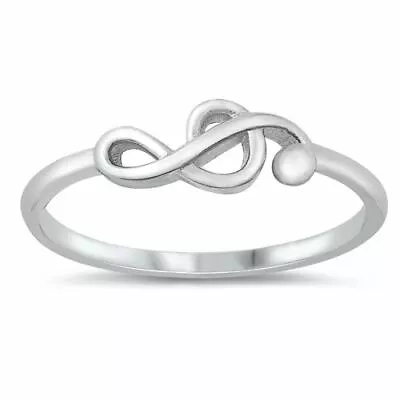 Sideways G-Clef Musical Symbol Charm Ring Band 925 Sterling Silver Sizes 4-10 • $14.19