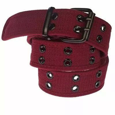 Men Women 1 Hole 2 Holes Row Grommet Stitched Canvas Fabric Military Web Belt • $9.25