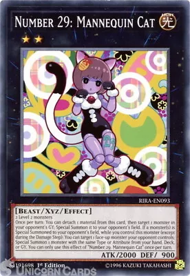 RIRA-EN093 Number 29: Mannequin Cat : Common : 1st Edition Mint YuGiOh Card • £1.38