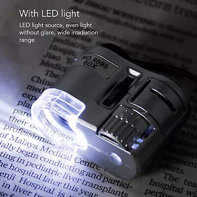 60X Mini Pocket Microscope Magnifier With LED Light Portable Microscope With UV • $7.12