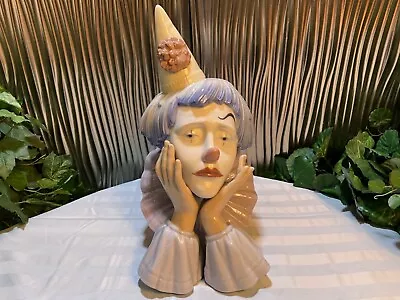 Lladro 1981 Spain 5129 Jester Head Sad Clown Bust Porcelain Figurine • $169