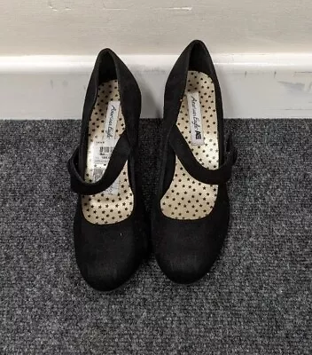 Ladies AMERICAN EAGLE Black Heeled Mary Jane Shoes Size 8 - CG G38 • £7.99