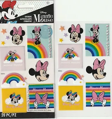 Disney Licensed MINNIE MOUSE RAINBOW Stickers 2 Sheets! 00762 Fast FREE Ship! • $4.85
