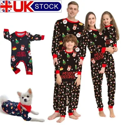 Xmas Family Matching Pajamas Set Christmas Tree Santa Deer Print Adult Kids Pjs • £10.76