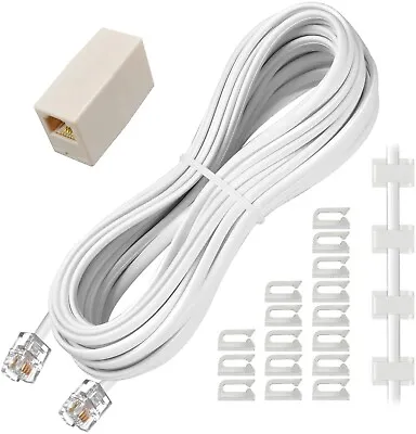 Phone Extention Cord 25 Ft Telephone Cable With Standard RJ11 Plug & Couplers • $9.88