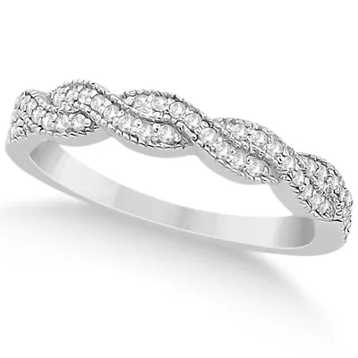 Infinity Semi-Eternity Wedding Band W/ Milgrain Edges 14k White Gold (0.30cts) • $1103