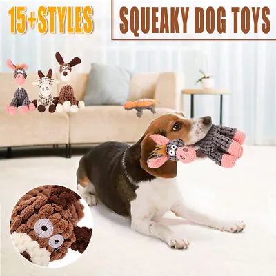$11.99 • Buy Squeaky Dog Toys Puppy Pet Chew Rope Squeaker Crinkle Rope Plush Toy Teething AU