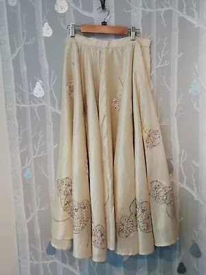 Bnwt Nancy Mac Cream Taffeta Embellished Midi Skirt - Uk Size 10/12 Nm Size 2 • £85