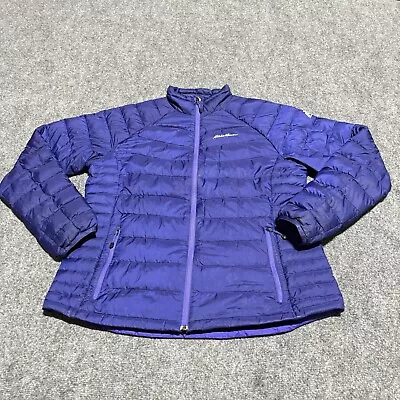 Eddie Bauer Puffer Coat Women's XL Tall Purple First Ascent Full Zip 800 Down * • $34.88