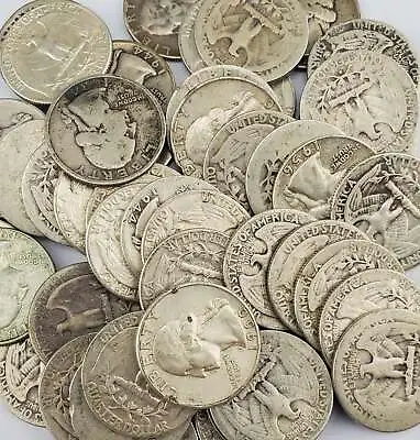 $1 Dollar Face Value Washington 90% Junk Silver Quarters (Random Year) • $23.29