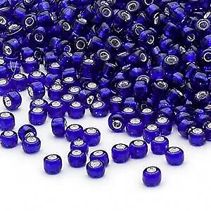 Size 8/0 Silver Lined Cobalt Blue Matsuno Glass Seed Beads 100gm ~3000 Beads • $9.95