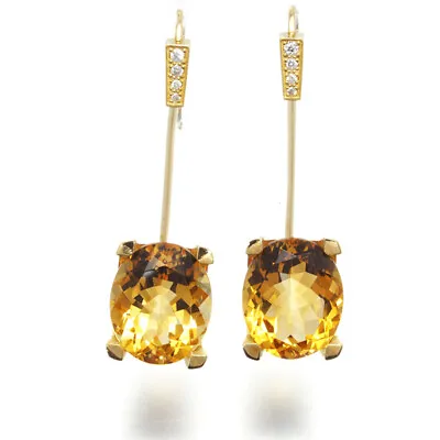 Auth MAUBOUSSIN Earrings Mon Bebe D'Amour Citrine Diamond Hook 18K Yellow Gold • $1052.35