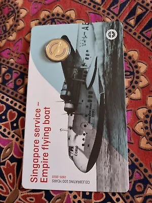 1x 2020 $1 Qantas Carded Coin  Singapore Service-Empire Flying Boat • $27.95