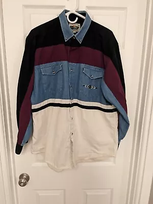 CUMBERLAND OUTFITTERS Mens Sz XL L/S Cotton Paneled Embroidered Western Shirt • $14.99