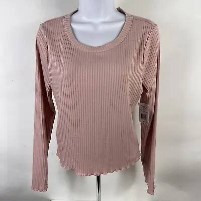 $19.92 • Buy NEW American Rag Cie Shirt Women's Large Long Sleeve Open Back Pink Lace Casual