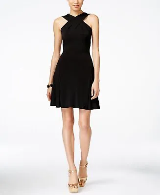 MICHAEL Michael Kors Women's Jersey Cross Neck A-Line Dress Black Size 2 • $32.33