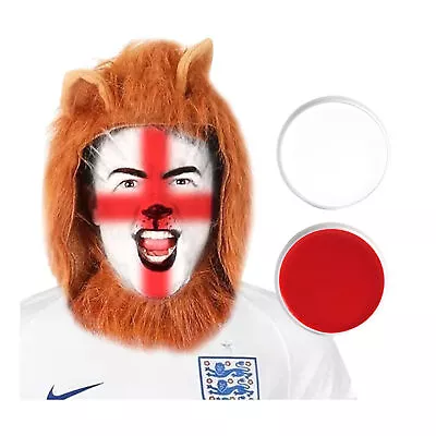 England Lion Fancy Dress Mens Football Supporter Costume Mane Face Paint • £9.99