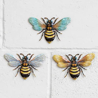 £15.99 • Buy 3 X Bee Metal Garden Wall Art Fence Ornament Decoration Plaque Home Decor Gifts