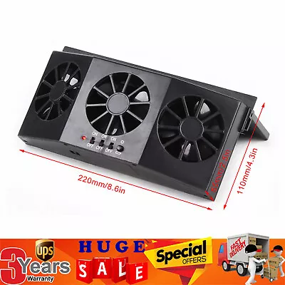 3-Fan Solar Powered Car SUV Cool Fan Cooler Window Air Vent Exhaust Ventilation • $20