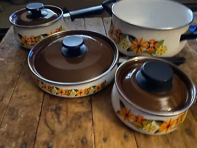 Vintage Mod 70's Flower Designed Cookware Set • $69.95