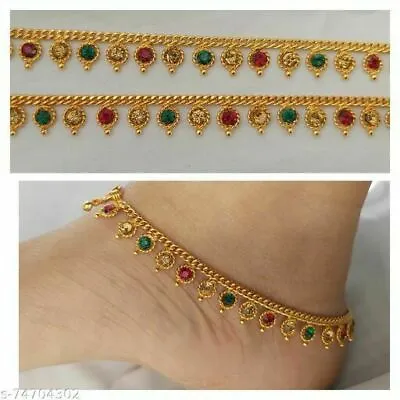 Indian Ethnic Traditional Gold Plated Stylish Anklet For Women And Girl Paayal • $20.32