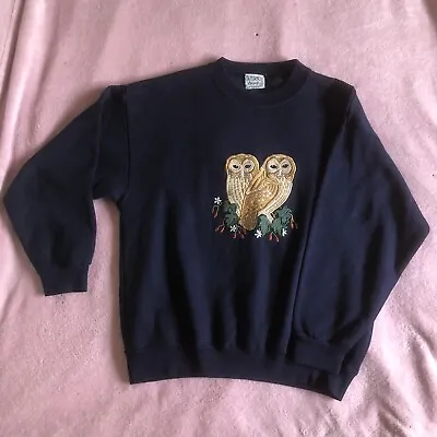£20 • Buy Vintage 90’s Acorn Leisure OWL Jumper / Cottagecore / Embroidered 