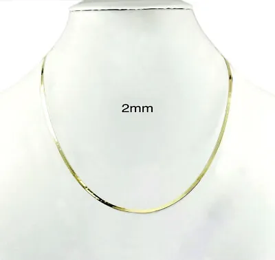14k Solid Yellow Gold 2mm-4mm Herringbone Chain Necklace Size 16-22 Inch • $189.28