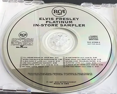 Cd-elvis Presley Platinum In Store Sampler - Promo (no Artwork On The Front) • $18.95
