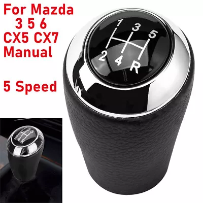 Leather Gear Knob Shift Stick Manual 5 Speeds For MAZDA 3 5 6 CX-7 MX-5 • $20.88