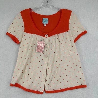 $24.60 • Buy Urban Outfitters Kimchi Blue Top Womens Medium Button Up Knit Orange Polka Dot