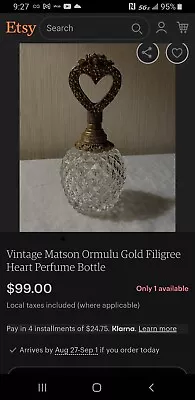 Vintage Matson Ormulu Perfume Bottle • $31