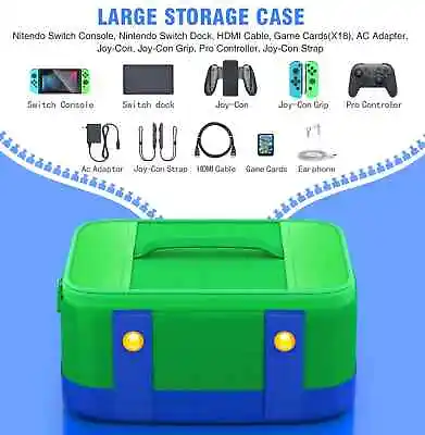 Nintendo Switch / OLED Luigi Green & Blue Protective Carry Case  - SUPERKOOL!3 • $54.95