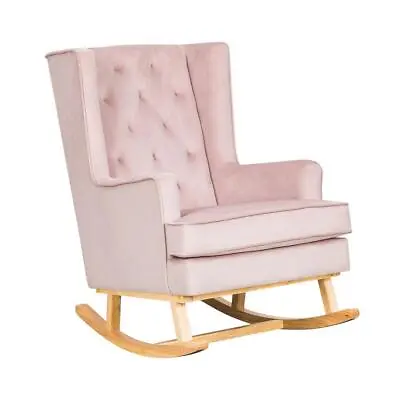 £399 • Buy Velvet Nursing Rocking Baby Feeding Chair - Dusty Pink / Natural Legs