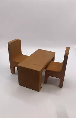 Miniature Dollhouse Wood Mid Century Modern Table And Chairs Furniture • $12.83