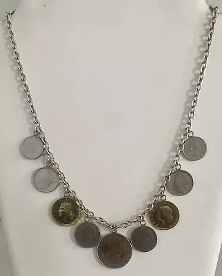 Vintage Milor Stunning Sterling Silver 925 Chain Italian Coin Lire Necklace • $75