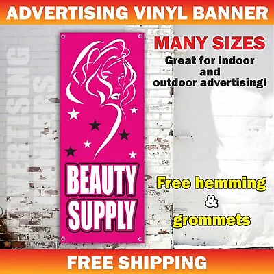 BEAUTY SUPPLY Advertising Banner Vinyl Mesh Sign Manicure Spa Barber Hair Salon • $189.95