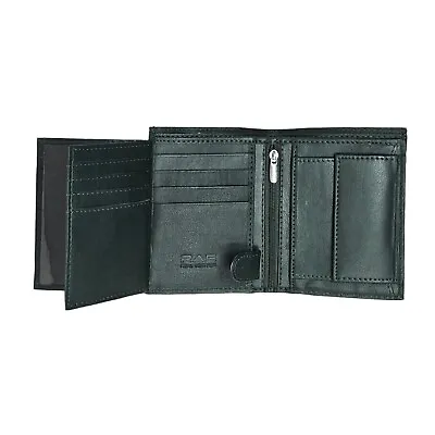 Mens RFID Blocking Soft Leather Wallet ID Window Zip And Coin Pocket 503 Green • £9.95