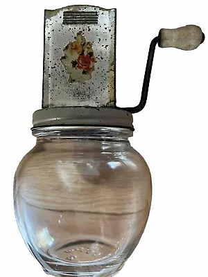 Vintage Androck Nut Grinder Chopper Floral Metal Glass Rustic Kitchen Farmhouse • $14.99