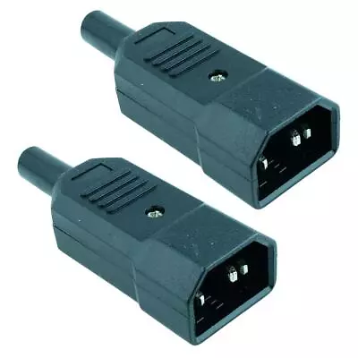 2 X IEC Straight Male Inline Plug Connector Rewireable Kettle Lead Cable C14 • £4.59